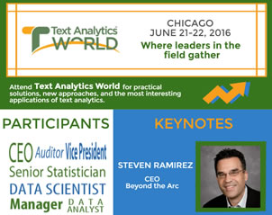 Text Analytics World Chicago JUne 21-22, 2016